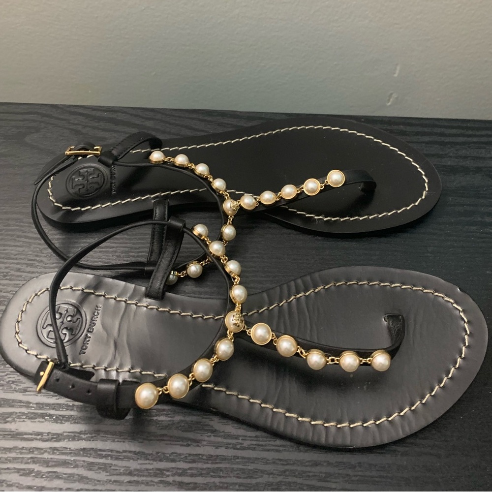 Tory Burch Emmy Pearl Leather Sandals - Picture 4 of 7